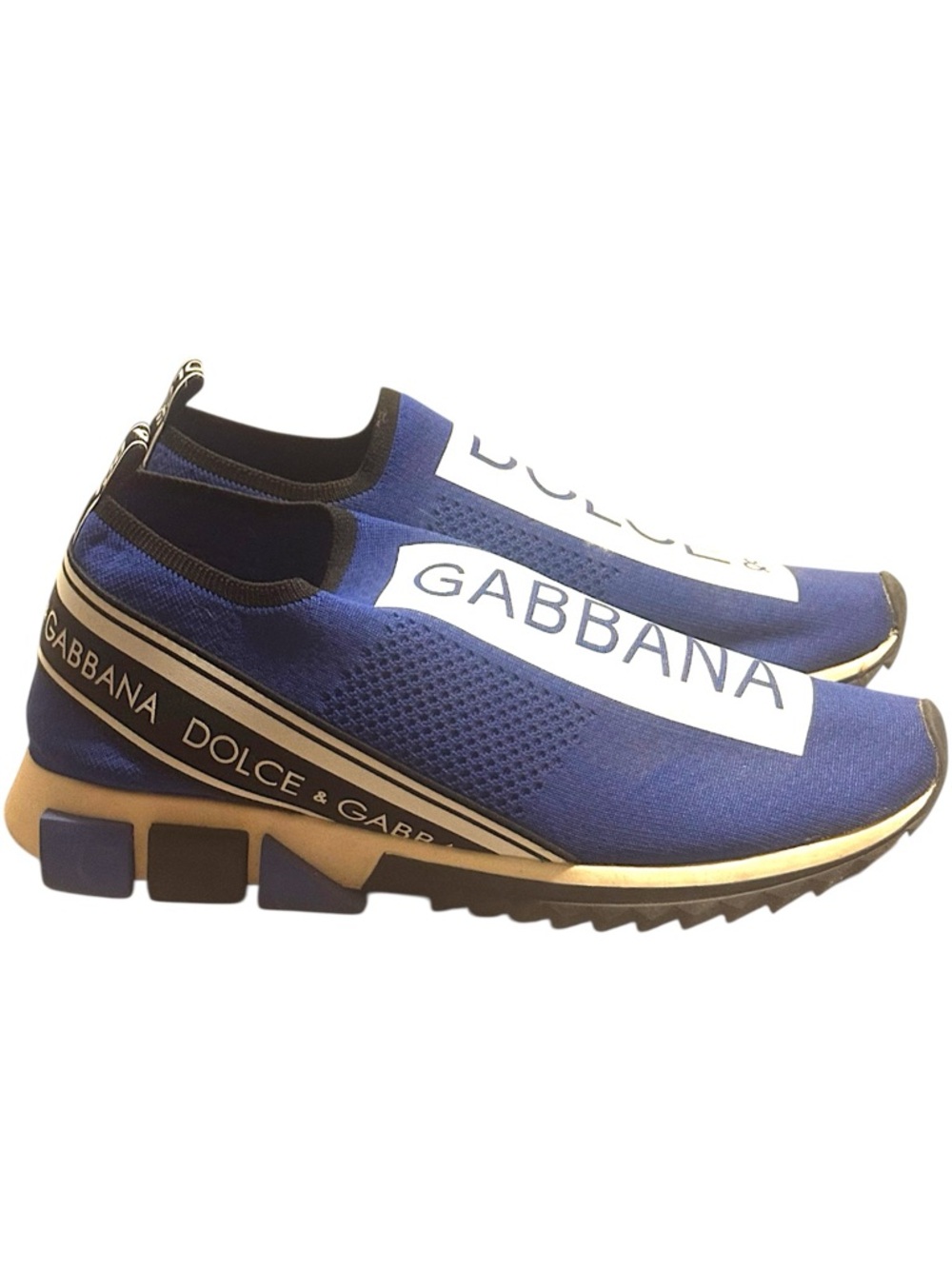 Dolce & Gabbana-Inspired Men's Blue Slip-On Knit Sneakers